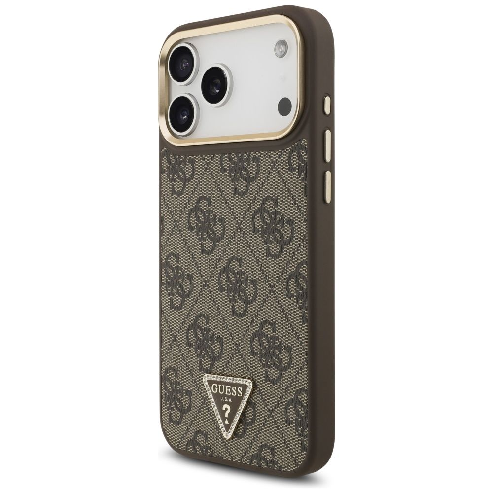 cdb92a4279e05c4fd3fc8c0974517b4f GUESS case for IPHONE 17 Pro Max compatible with MagSafe GUHMP17XP4GTDGMW (4G PU W/ Triangle Logo) gold brown