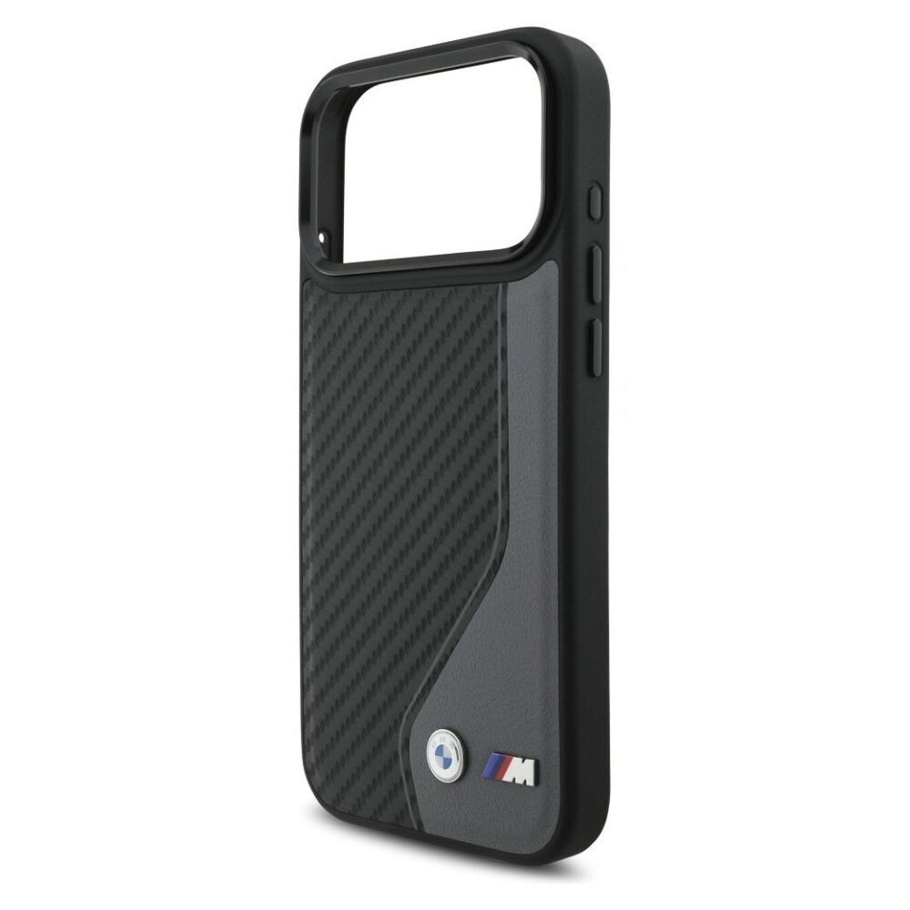 BMW case for IPHONE 17 Pro Max compatible with MagSafe BMHMP17X25PCCSCAK (PU Carbon Logo) anthracite