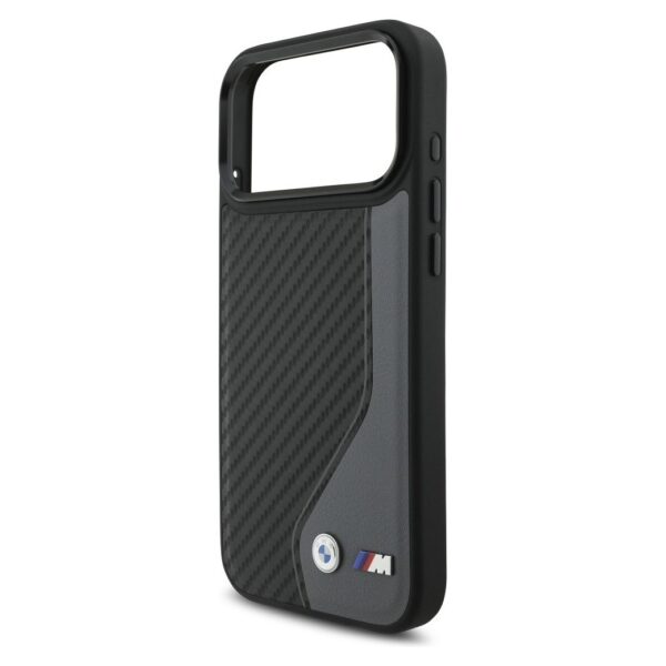 BMW case for IPHONE 17 Pro Max compatible with MagSafe BMHMP17X25PCCSCAK (PU Carbon Logo) anthracite