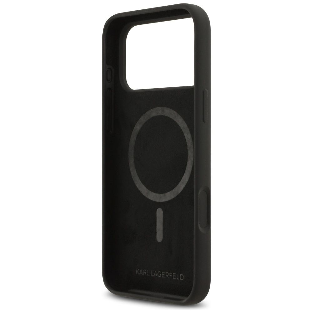 KARL LAGERFELD case for IPHONE 17 Pro Max compatible with MagSafe KLHMP17XSKIGROK (Silicone W/ KL Sketch & Logo) black