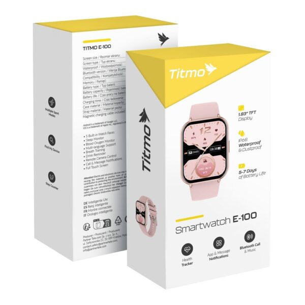 Smartwach TITMO E-100 (TFT, bluetooth call) pink