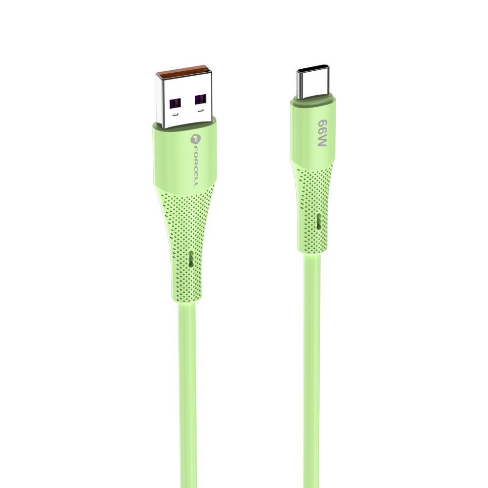 cf31fe9e1e262163e201130b86a01f67 FORCELL F-ENERGY C342 cable USB A to Type C QC4.0 3A 66W Silicone 1 m green