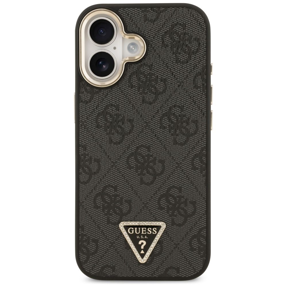 cf6b6a96e670e27a24b842c838a42b9c GUESS case for IPHONE 17 compatible with MagSafe GUHMP17SP4GTDGMK (4G PU W/ Triangle Logo) gold black