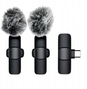 Wireless lavalier microphone Type C double with long hair (2 in set) K1 black