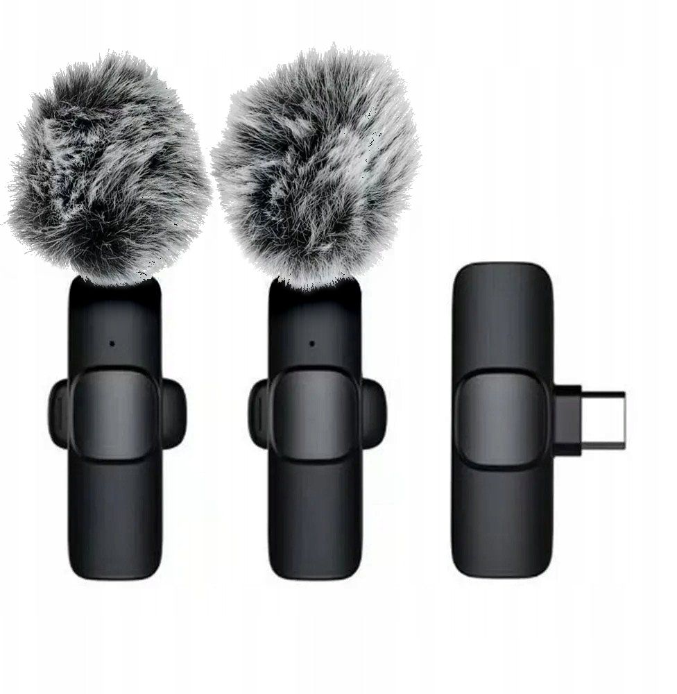 cfea75322868b8674788a4903db39af8 Wireless lavalier microphone Type C double with long hair (2 in set) K1 black