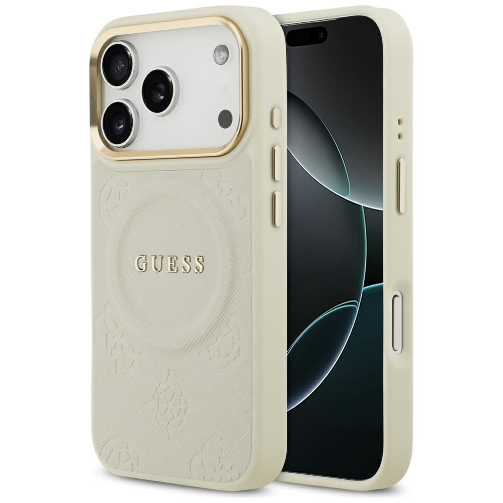 d03a4b7119e3bb282fdab9c8a9fcaf46 GUESS case for IPHONE 17 Pro compatible with MagSafe GUHMP17LPSAMSECE (PU W/ Peony Hot Stamp) beige