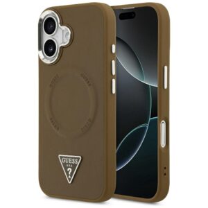 GUESS case for IPHONE 17 compatible with MagSafe GUHMP17SPSDTSCMW (PU W/ Triangle Logo) brown