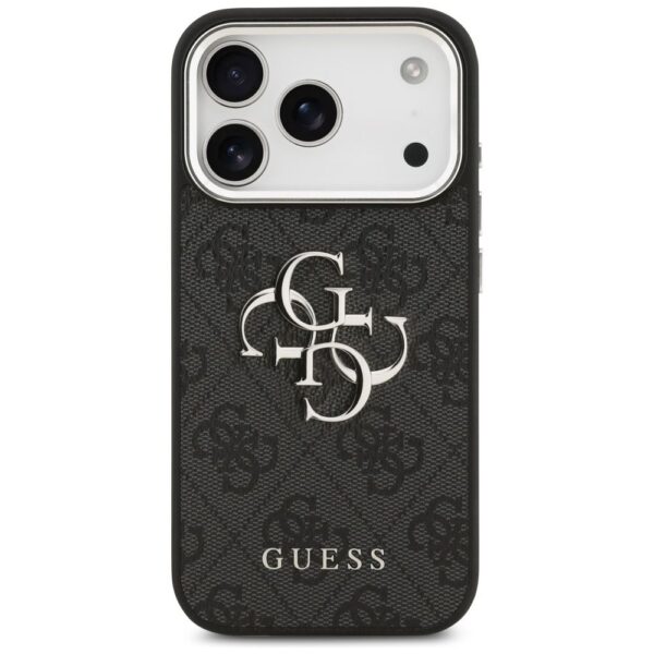 GUESS case for IPHONE 17 Pro GUHCP17LP4G4SMCK (4G PU Leather Case with Big 4G and Classic Logo and Silver Metal Camera Frame) black