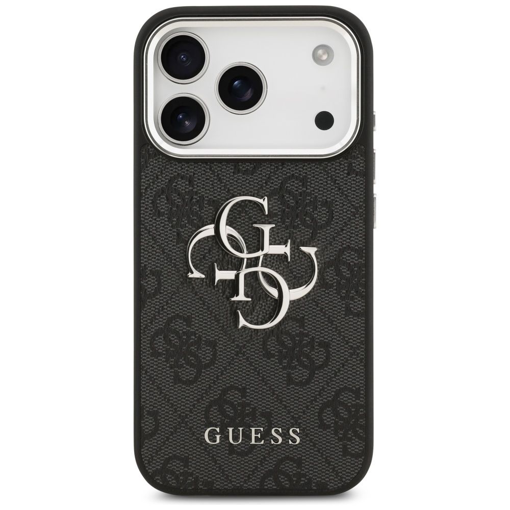 d0ab5f801692733394590a9cb0cb55ce GUESS case for IPHONE 17 Pro GUHCP17LP4G4SMCK (4G PU Leather Case with Big 4G and Classic Logo and Silver Metal Camera Frame) black