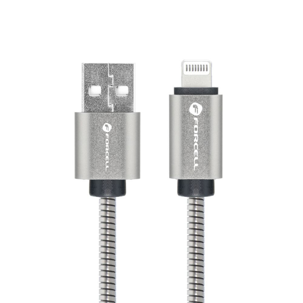 FORCELL F-ENERGY Metal C236 cable USB A to Lightning 2,4A 12W 2 m silver