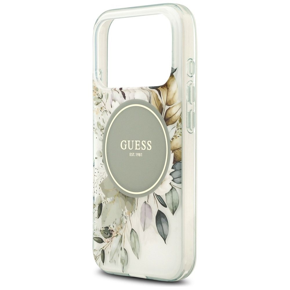 d40e168d4c3470f901745395409d88da GUESS case for IPHONE 17 Pro Max compatible with MagSafe GUHMP17XHFWBDCEN (IML Flower & Tonal Circle) green