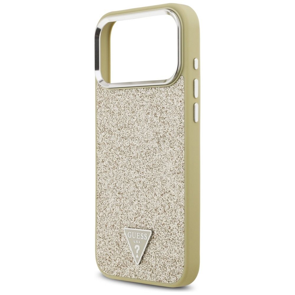 d44465b026c7759b32bf2b8d7c8341aa GUESS case for IPHONE 17 Pro Max compatible with MagSafe GUHMP17XPFGTSCMD (PU Glitter W/ Triangle Logo) gold