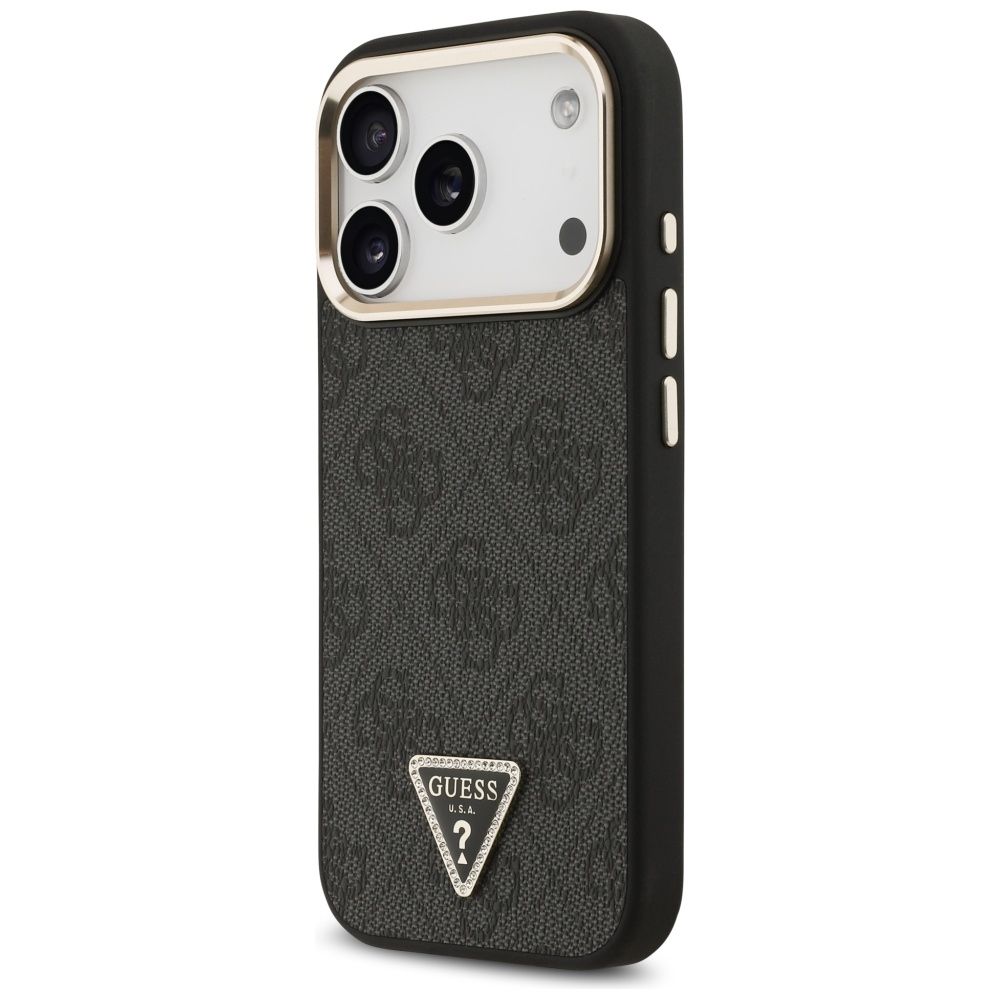 d55a0b1f9634d98257dad4efe8f1f3ea GUESS case for IPHONE 17 Pro compatible with MagSafe GUHMP17LP4GTDGMK (4G PU W/ Triangle Logo) gold black