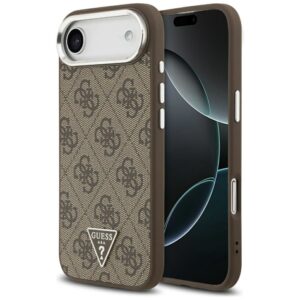 GUESS case for IPHONE 17 Air compatible with MagSafe GUHMP17MP4TSRCMW (4G PU W/ Triangle Logo) silver brown