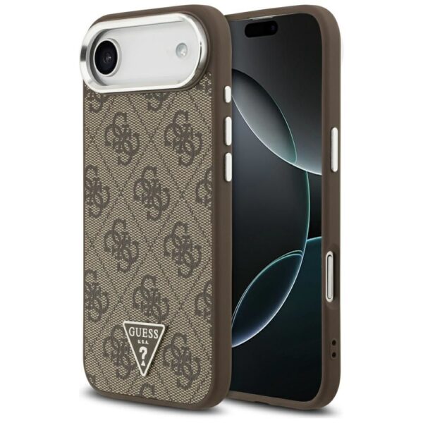d59b0758b902f025197f7640c338f439 GUESS case for IPHONE 17 Air compatible with MagSafe GUHMP17MP4TSRCMW (4G PU W/ Triangle Logo) silver brown