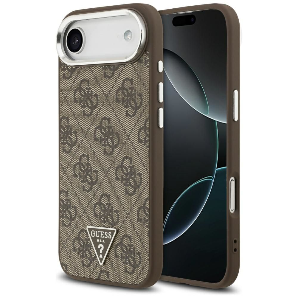 d59b0758b902f025197f7640c338f439 GUESS case for IPHONE 17 Air compatible with MagSafe GUHMP17MP4TSRCMW (4G PU W/ Triangle Logo) silver brown