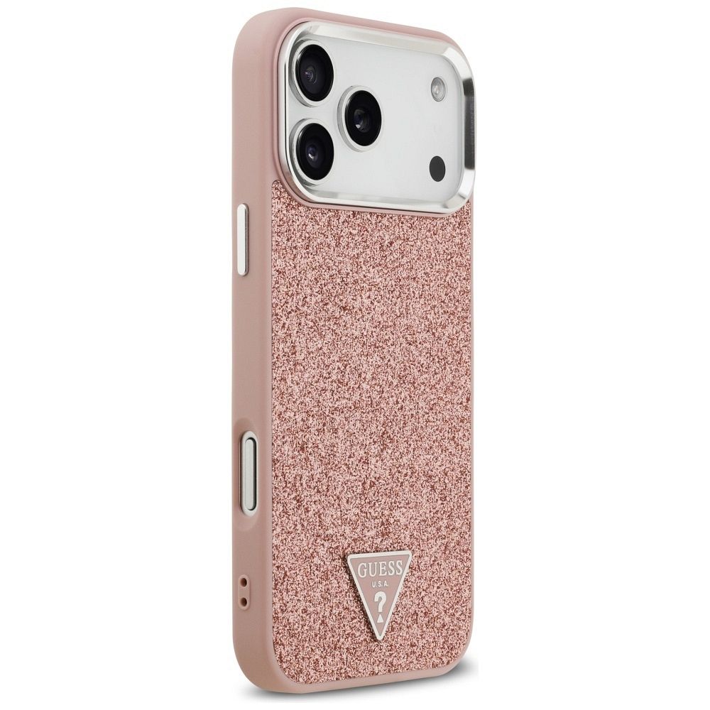 d6dfb163365c67155d459e3fd9b6b73e GUESS case for IPHONE 17 Pro Max compatible with MagSafe GUHMP17XPFGTSCMP (PU Glitter W/ Triangle Logo) pink
