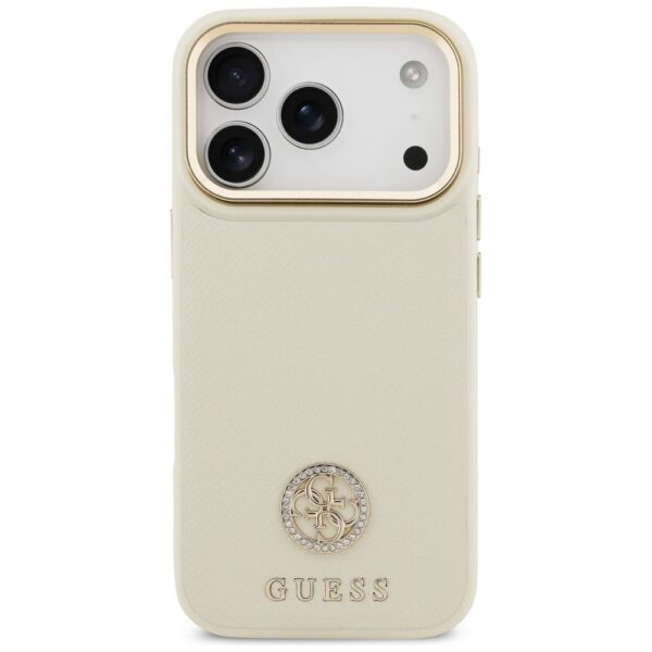d9d18429ddd8cc40da25e43be0134a47 GUESS case for IPHONE 17 Pro compatible with MagSafe GUHMP17LPGCRMDEE (PU W/ Grained Strass Logo) beige