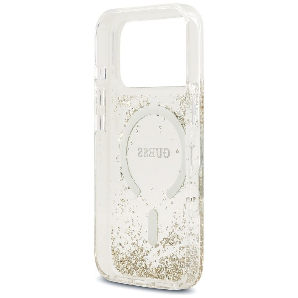 da27193f6a0525410b74f5b91a0948cb GUESS case for IPHONE 17 Pro compatible with MagSafe GUHMP17LRGRGED (Resin Bottom Glitter) gold