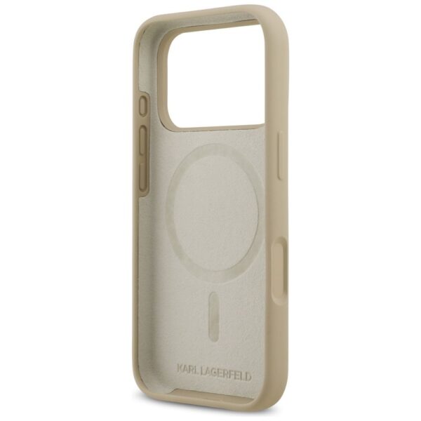 KARL LAGERFELD case for IPHONE 17 Pro compatible with MagSafe KLHMP17LSKIGROW (Silicone W/ KL Sketch & Logo) brown