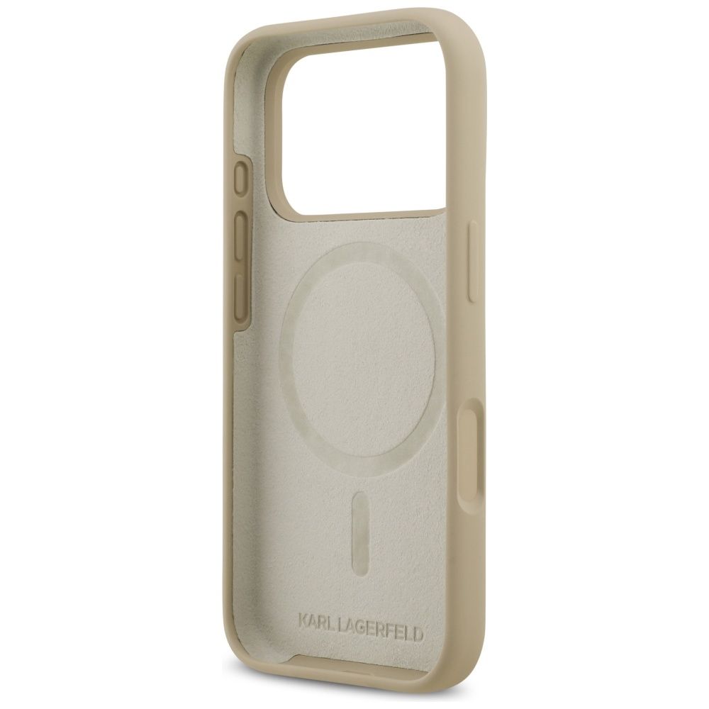 dac21f0ada4b0baf597595427f446e4a KARL LAGERFELD case for IPHONE 17 Pro compatible with MagSafe KLHMP17LSKIGROW (Silicone W/ KL Sketch & Logo) brown