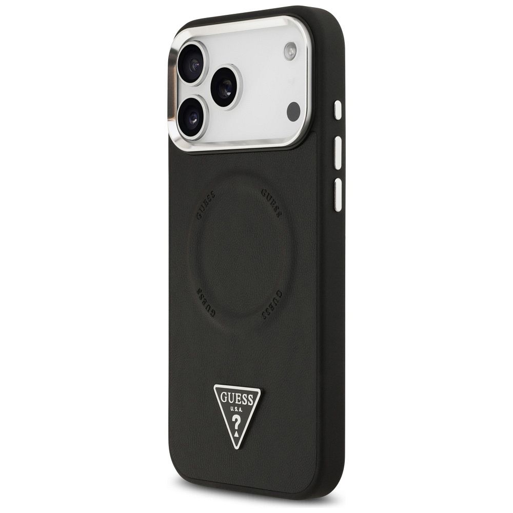 dc53da66c6cdaed8efbe6f88330455d1 GUESS case for IPHONE 17 Pro compatible with MagSafe GUHMP17LPSDTSCMK (PU W/ Triangle Logo) black