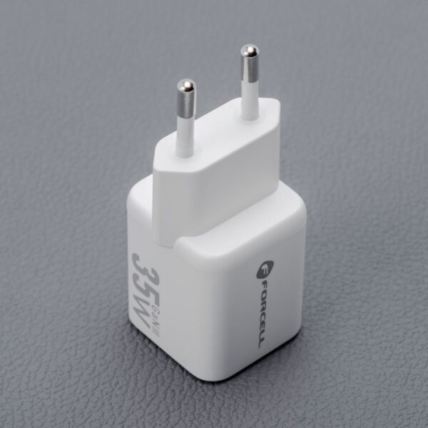 FORCELL F-ENERGY Mini GaN III VT-35C travel charger with 1 x Type C + 1x USB A sockets, PD QC4.0 35W white