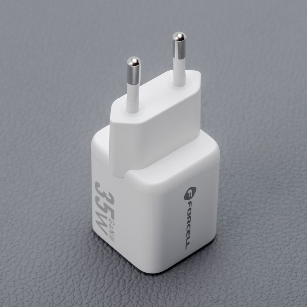 FORCELL F-ENERGY Mini GaN III VT-35C travel charger with 1 x Type C + 1x USB A sockets, PD QC4.0 35W white