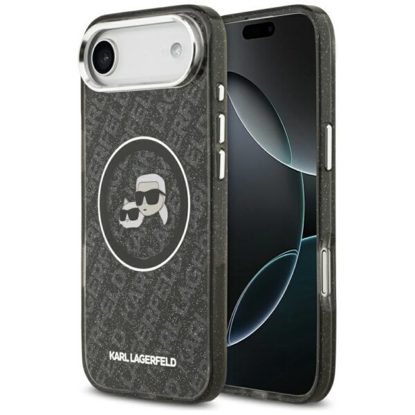 KARL LAGERFELD case for IPHONE 17 Air compatible with MagSafe KLHMP17MHMKBKCHOK (IML Glitter K&C Heads Logo) black