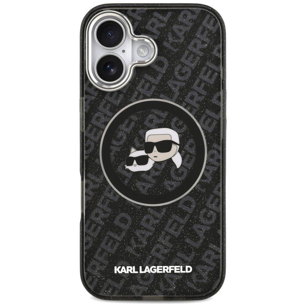 KARL LAGERFELD case for IPHONE 17 compatible with MagSafe KLHMP17SHMKBKCHOK (IML Glitter K&C Heads Logo) black