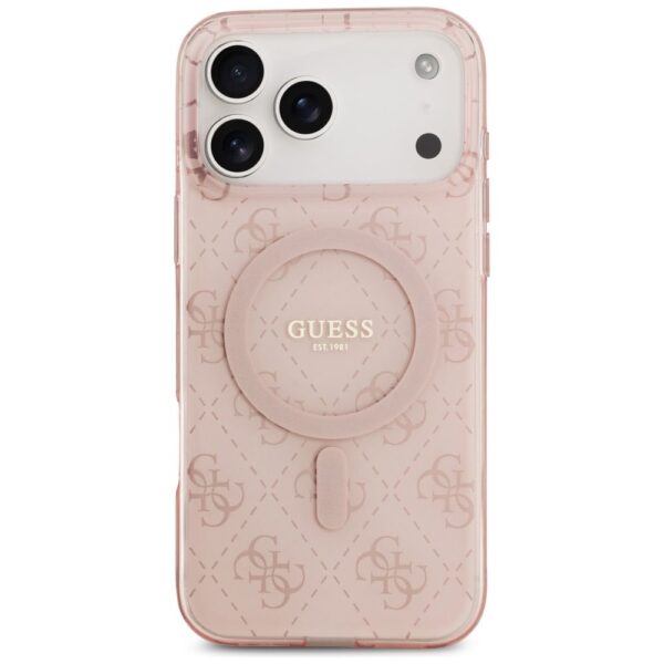 e0d56b849478978b16e35f368e64b6bf GUESS case for IPHONE 17 Pro compatible with MagSafe GUHMP17LH4DTEP (IML 4G Background) pink