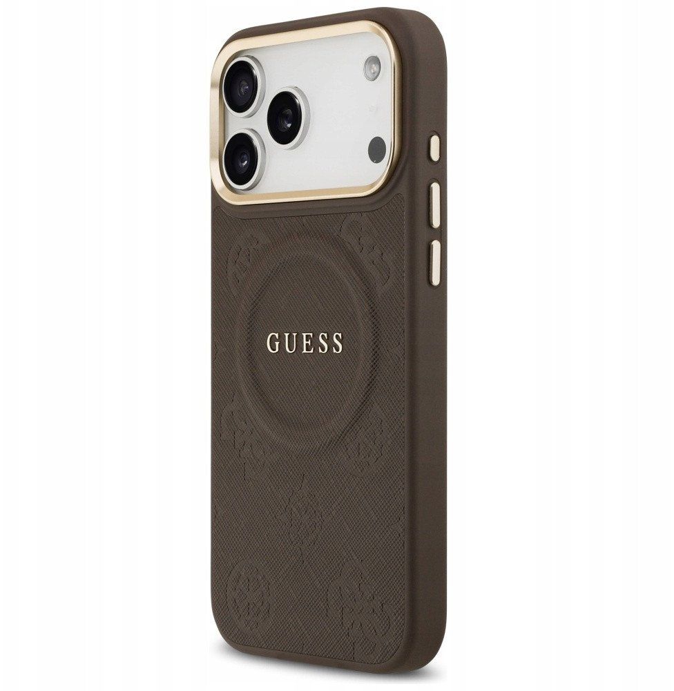e243516f671a14d3bf7ca7e24b8a6d9f GUESS case for IPHONE 17 Pro Max compatible with MagSafe GUHMP17XPSAMSECW (PU W/ Peony Hot Stamp) brown