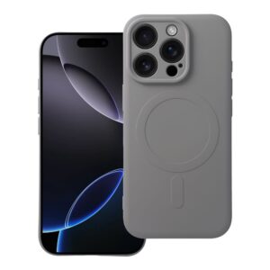 SILICONE MAG COVER case compatible with MagSafe for IPHONE 16 Pro titanium grey