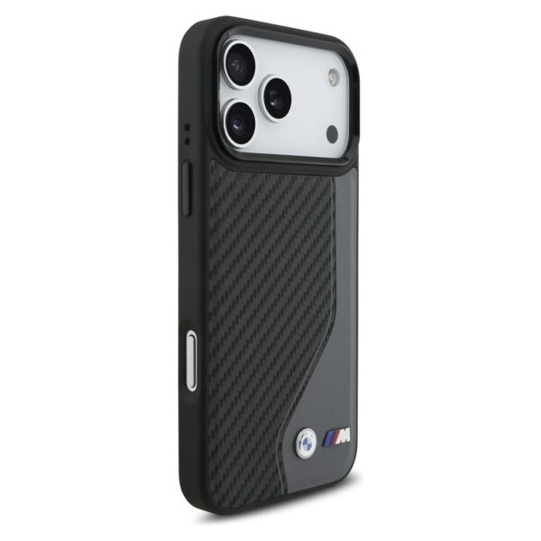 BMW case for IPHONE 17 Pro Max compatible with MagSafe BMHMP17X25PCCSCAK (PU Carbon Logo) anthracite