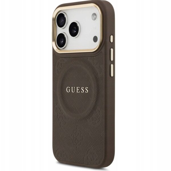 e2ff16ce6c261d79cfa1518c95ce0110 GUESS case for IPHONE 17 Pro compatible with MagSafe GUHMP17LPSAMSECW (PU W/ Peony Hot Stamp) brown