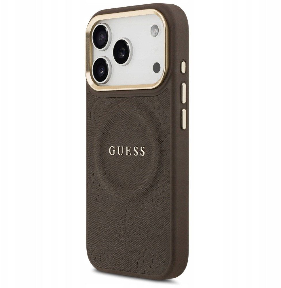 e2ff16ce6c261d79cfa1518c95ce0110 GUESS case for IPHONE 17 Pro compatible with MagSafe GUHMP17LPSAMSECW (PU W/ Peony Hot Stamp) brown
