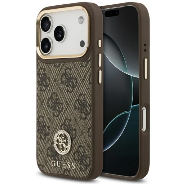 e398703cb28af86090a38ae3bb6f6dc9 GUESS case for IPHONE 17 Pro compatible with MagSafe GUHMP17LP4GRMDEW (PU W/ 4G Strass Logo) brown
