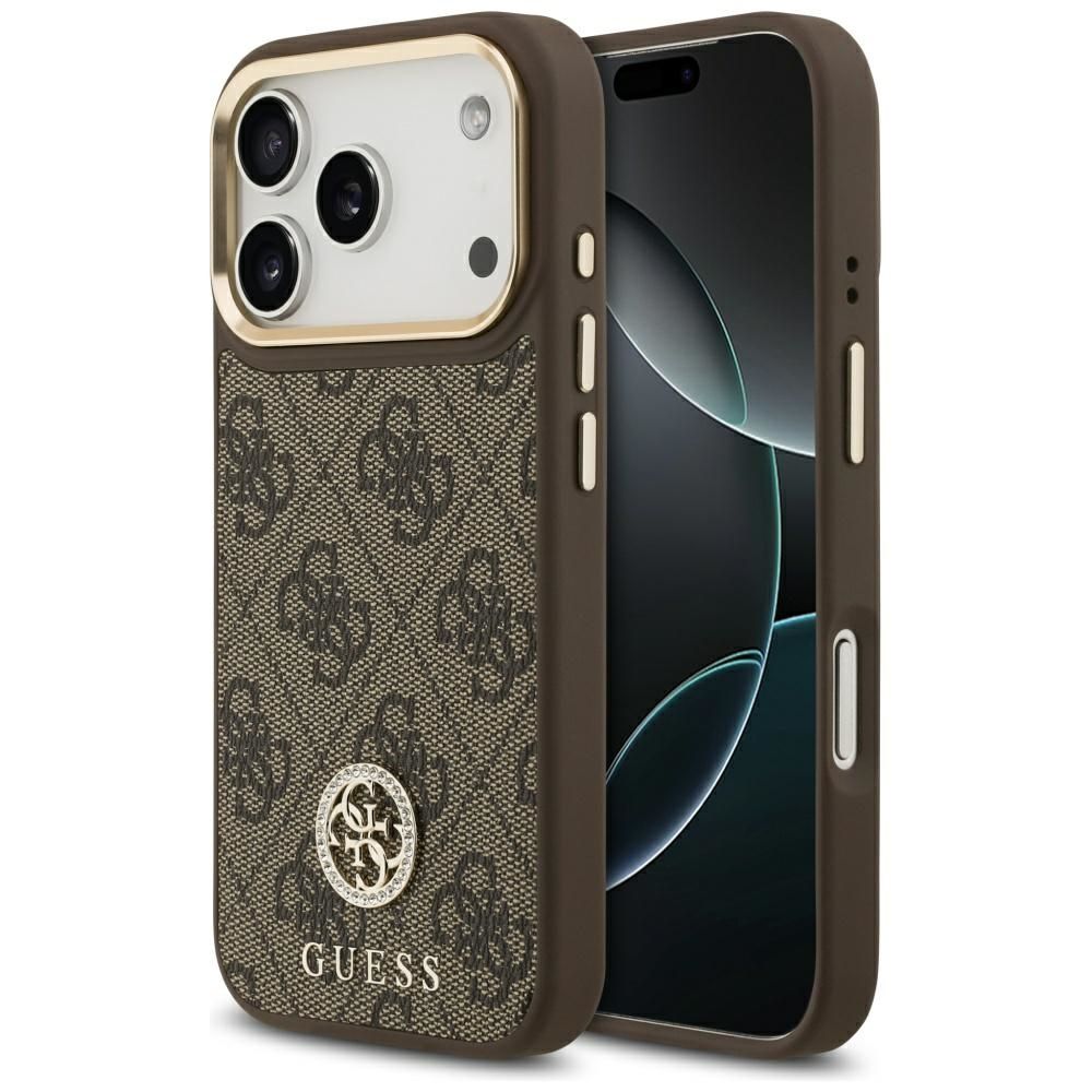 e398703cb28af86090a38ae3bb6f6dc9 GUESS case for IPHONE 17 Pro compatible with MagSafe GUHMP17LP4GRMDEW (PU W/ 4G Strass Logo) brown
