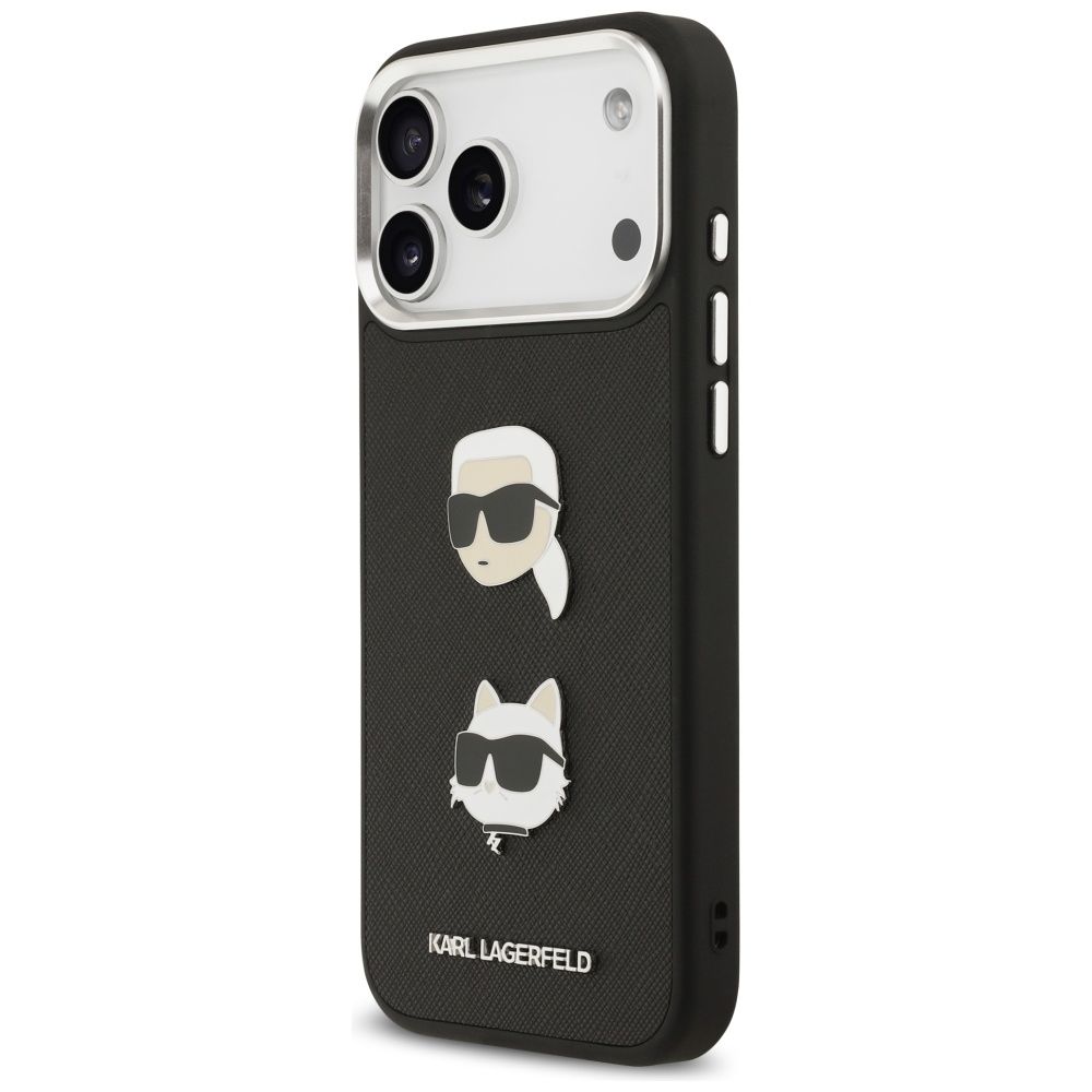 KARL LAGERFELD case for IPHONE 17 Pro Max KLHCP17XPSFDHPOK (FW Grained PU W/ K&C Heads Pin & Logo) black