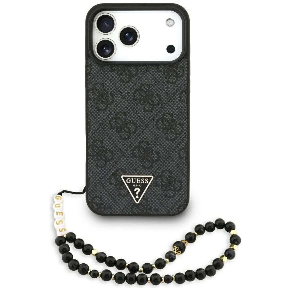 e3be9fa8b85604abb4b2fa9662eb4d55 GUESS case for IPHONE 17 Pro Max compatible with MagSafe GUHMP17XP4TSDPPSK (4G PU W/ Strap Triangle Logo) black