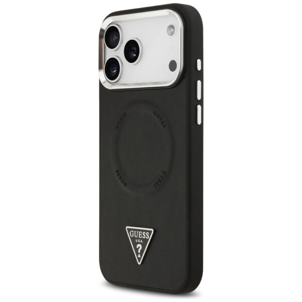 GUESS case for IPHONE 17 Pro Max compatible with MagSafe GUHMP17XPSDTSCMK (PU W/ Triangle Logo) black