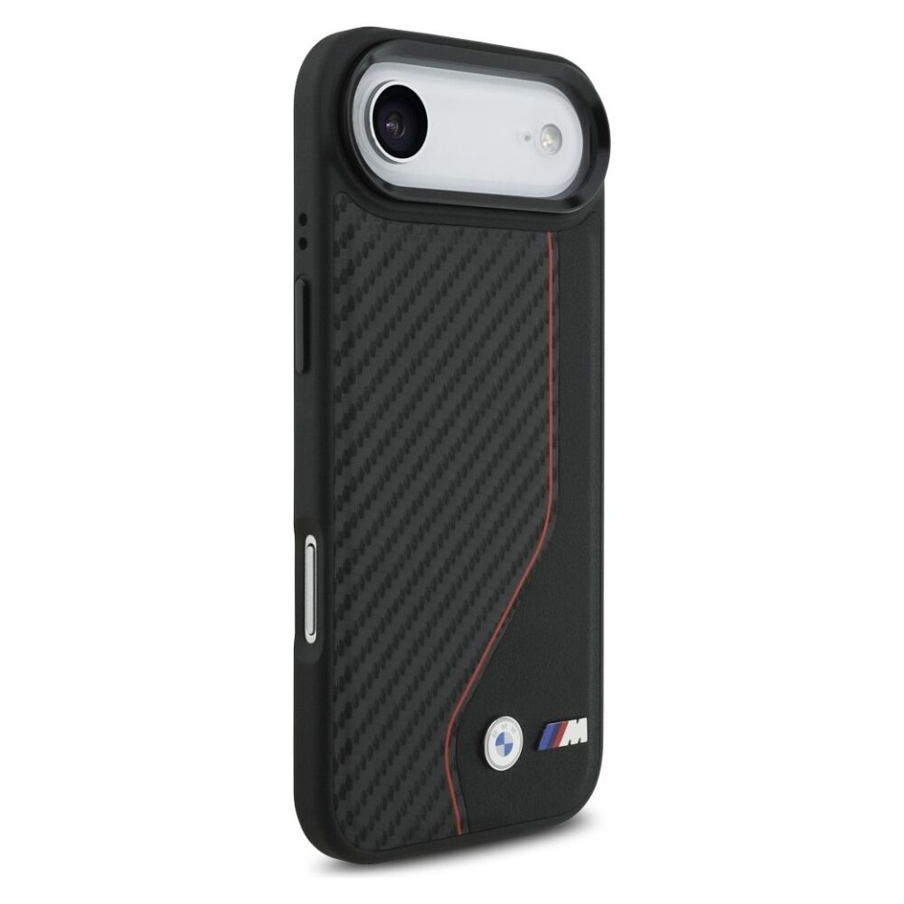 BMW case for IPHONE 17 Air compatible with MagSafe BMHMP17M25PCCSCKR (PU Carbon Line & Logo) red