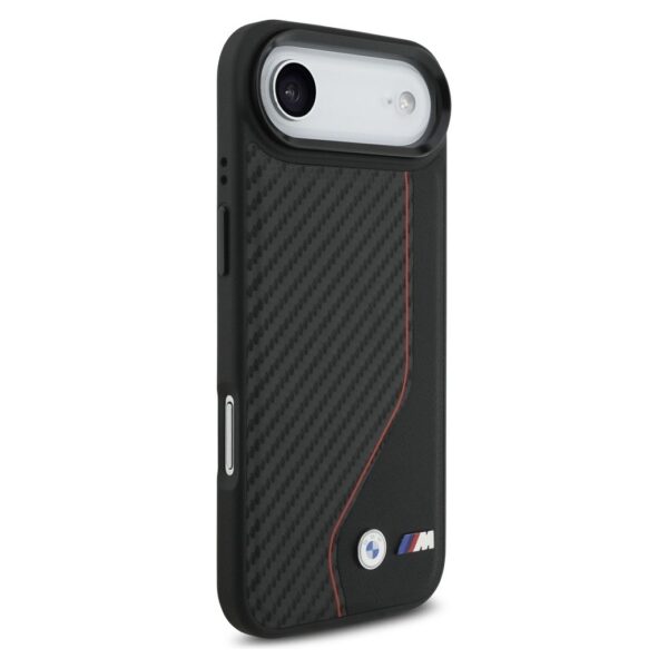 BMW case for IPHONE 17 Air compatible with MagSafe BMHMP17M25PCCSCKR (PU Carbon Line & Logo) red