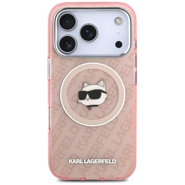 KARL LAGERFELD case for IPHONE 17 Pro compatible with MagSafe KLHMP17LHMKBCHOP (IML Choupette Head Logo) pink