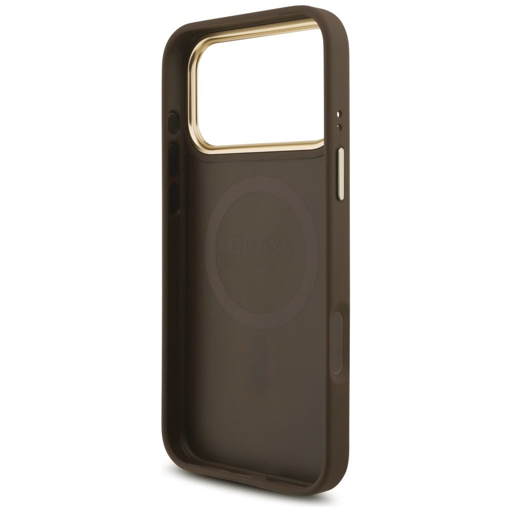 e577d2c407b3d6f89d216e4ae39e95cd GUESS case for IPHONE 17 Pro Max compatible with MagSafe GUHMP17XP4G4TCSW (PU W/ Triangle Logo & Big Strap Metal Buttons) brown