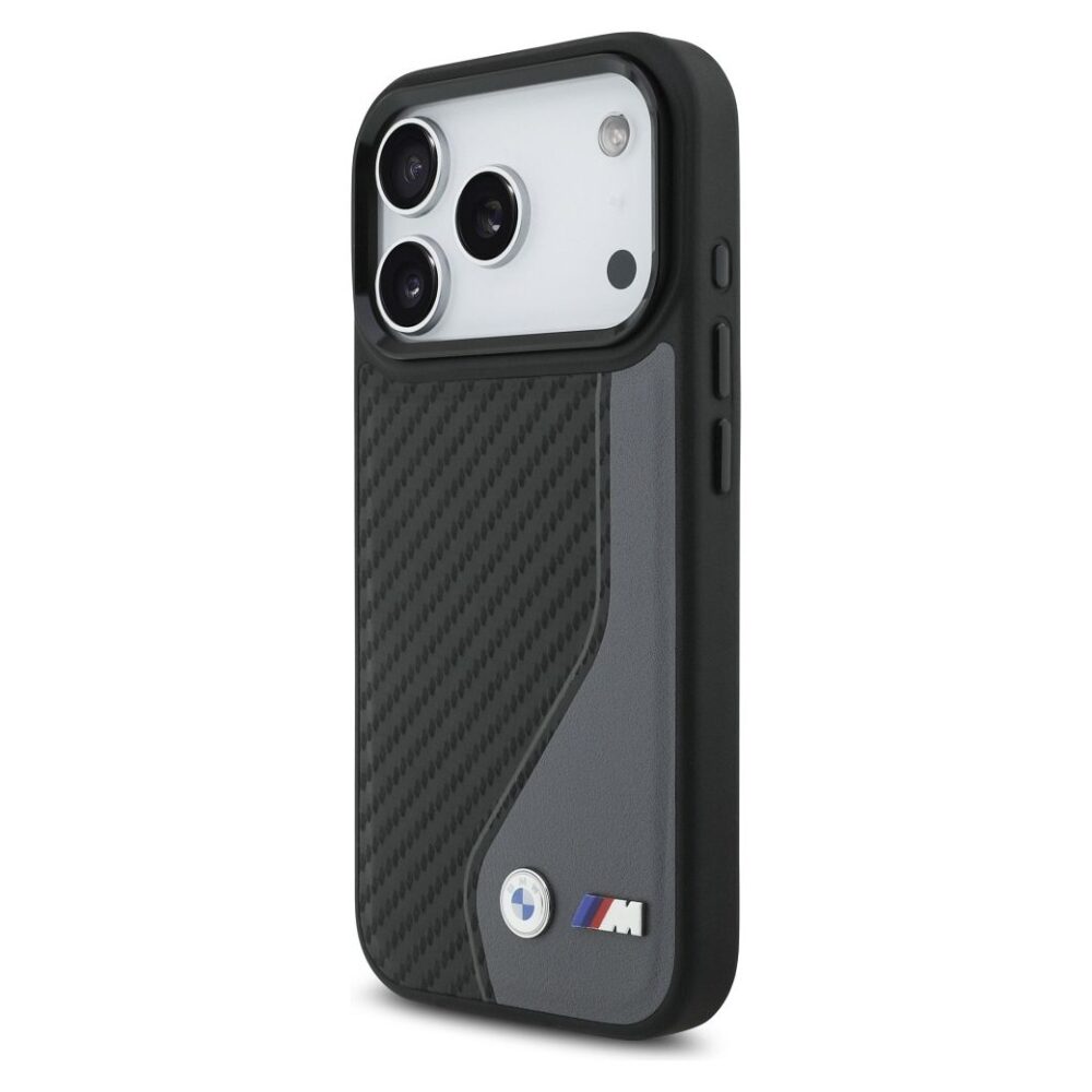 BMW case for IPHONE 17 Pro compatible with MagSafe BMHMP17L25PCCSCAK (PU Carbon Logo) anthracite