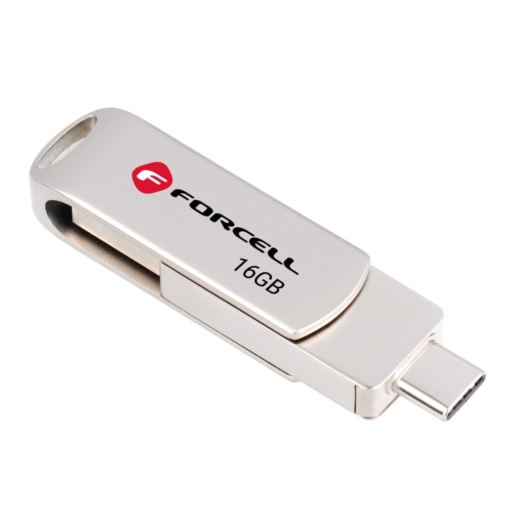 FORCELL F-DATA pendrive Metal Duo 16GB USB3.2 Gen 1 (USB A / Type C) silver