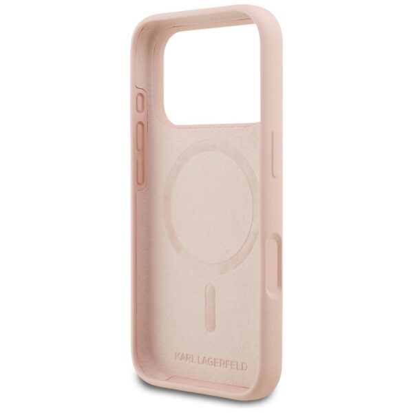 KARL LAGERFELD case for IPHONE 17 Pro compatible with MagSafe KLHMP17LSKIGROP (Silicone W/ KL Sketch & Logo) pink