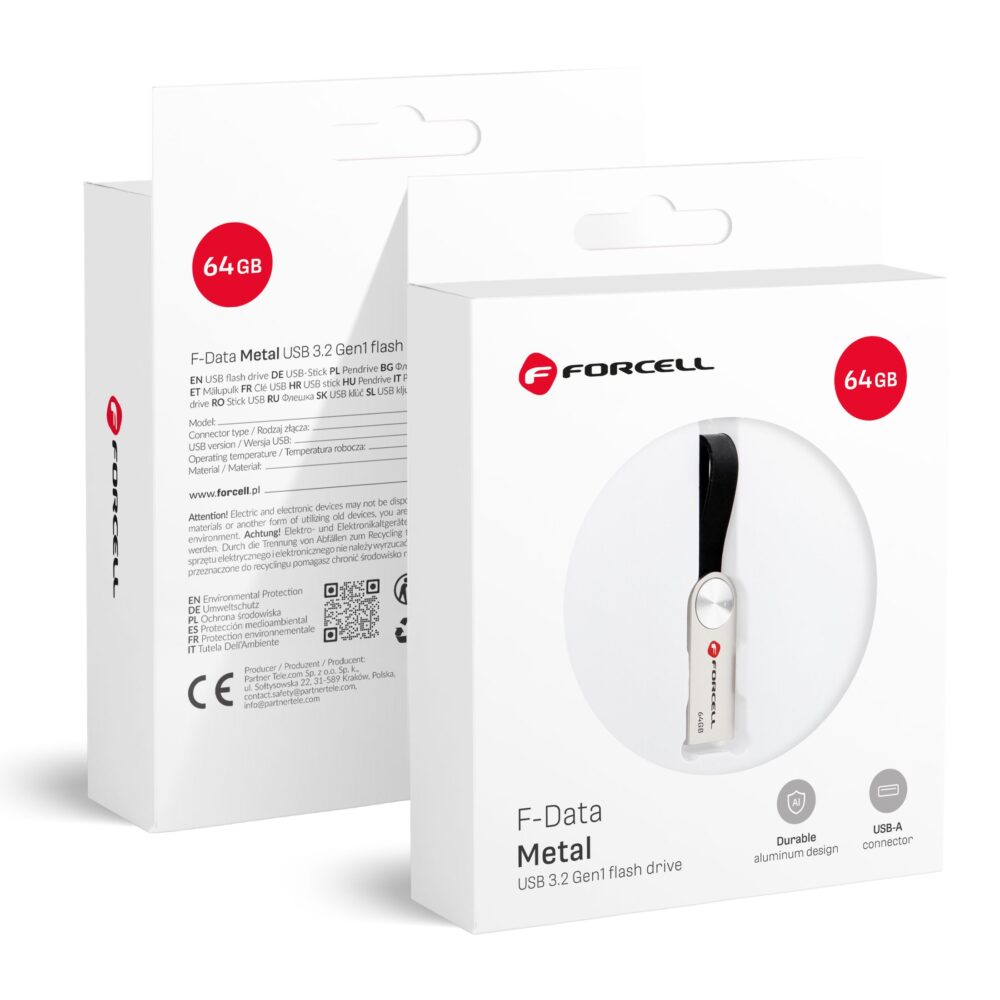 FORCELL F-DATA pendrive Metal 64GB USB3.2 Gen 1 (USB A) silver