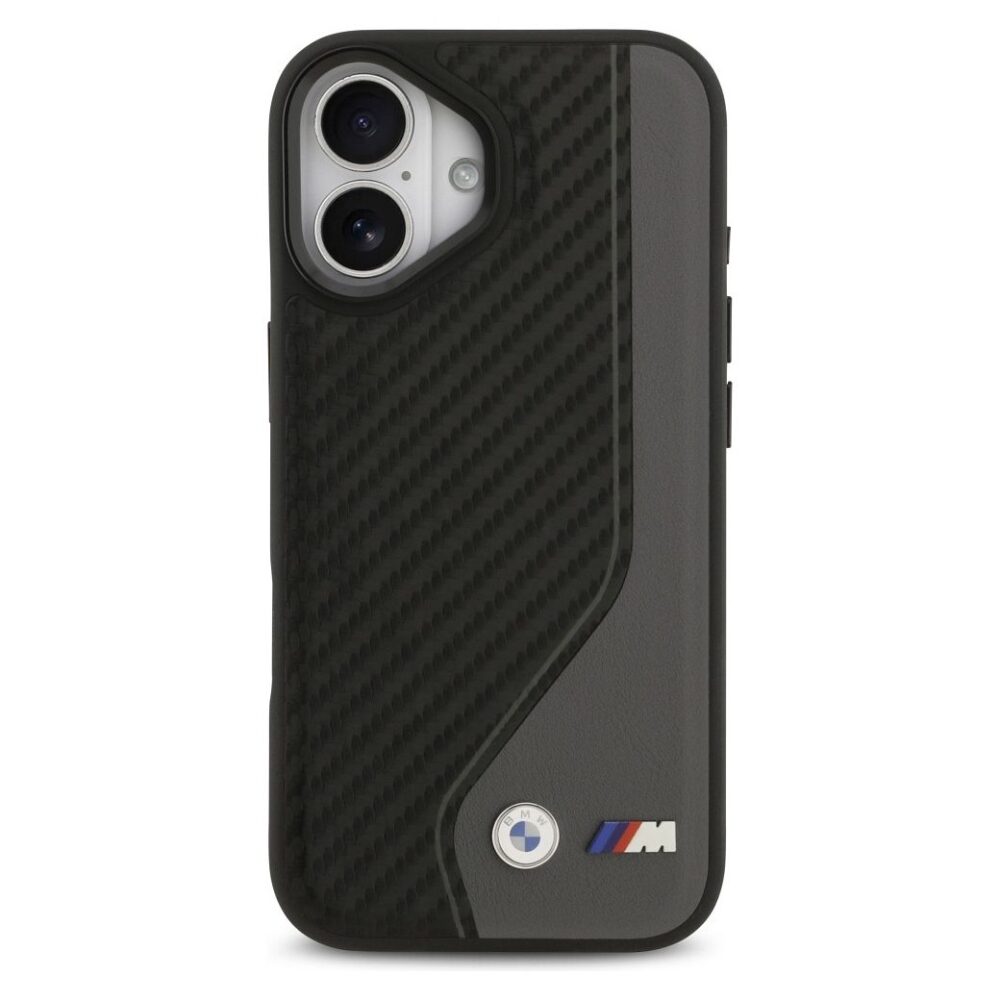 BMW case for IPHONE 17 compatible with MagSafe BMHMP17S25PCCSCAK (PU Carbon Logo) anthracite